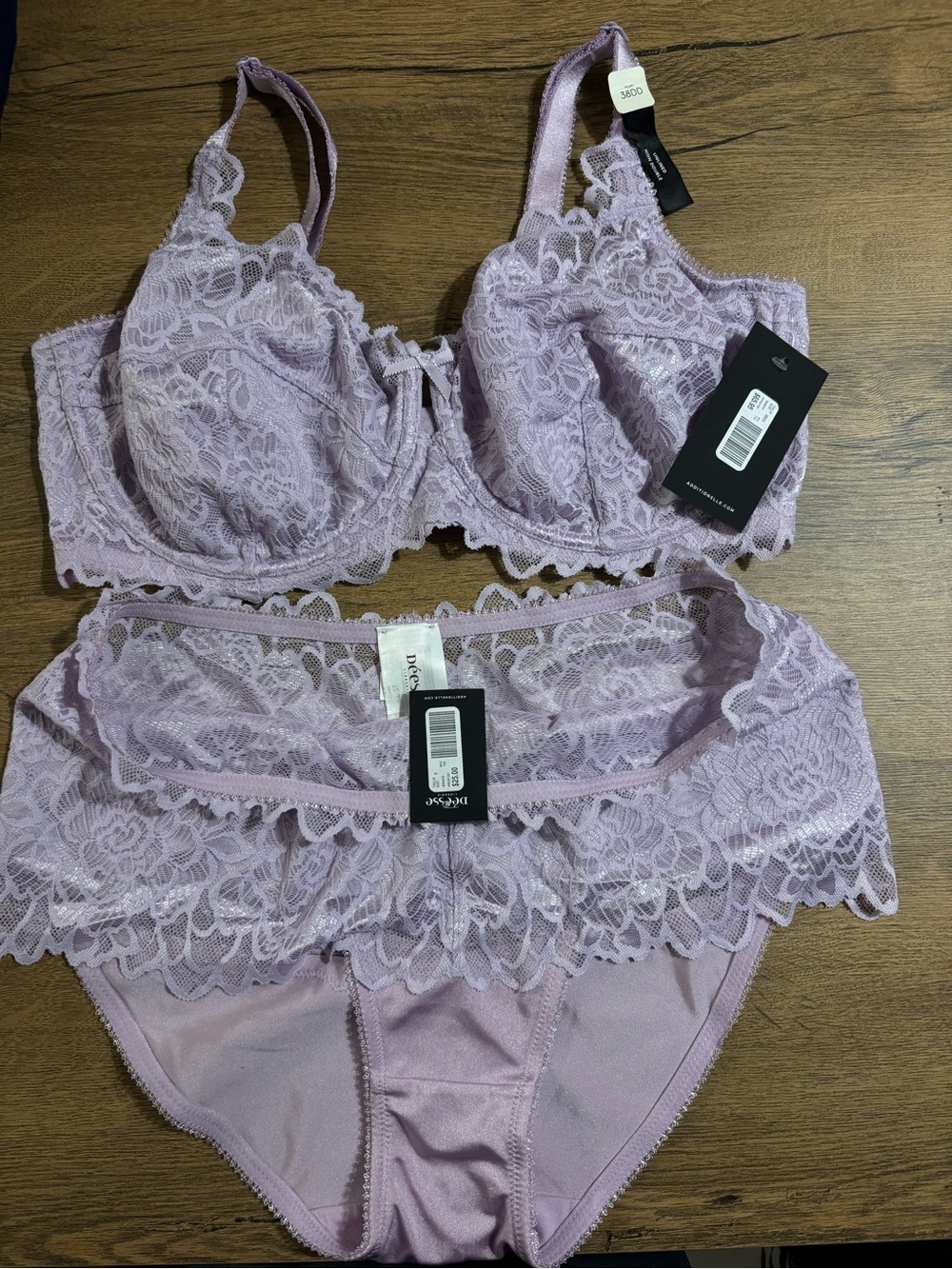Addition Elle Lavender Lace Underwire Bra & Matching Brief Set